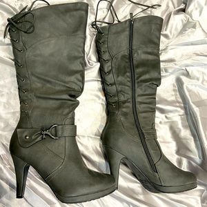 Top Moda Grey Tie Back Boots